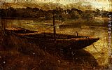 John Linnell Study Of A Punt Moored At Twickenham painting